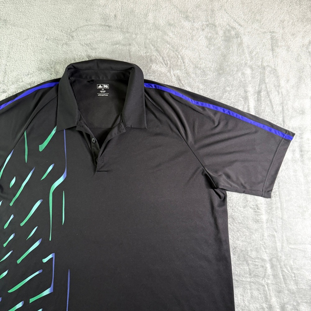 Adidas Golf Polo Shirt Mens 2XL Black Blue Green Athletic Short Sleeve